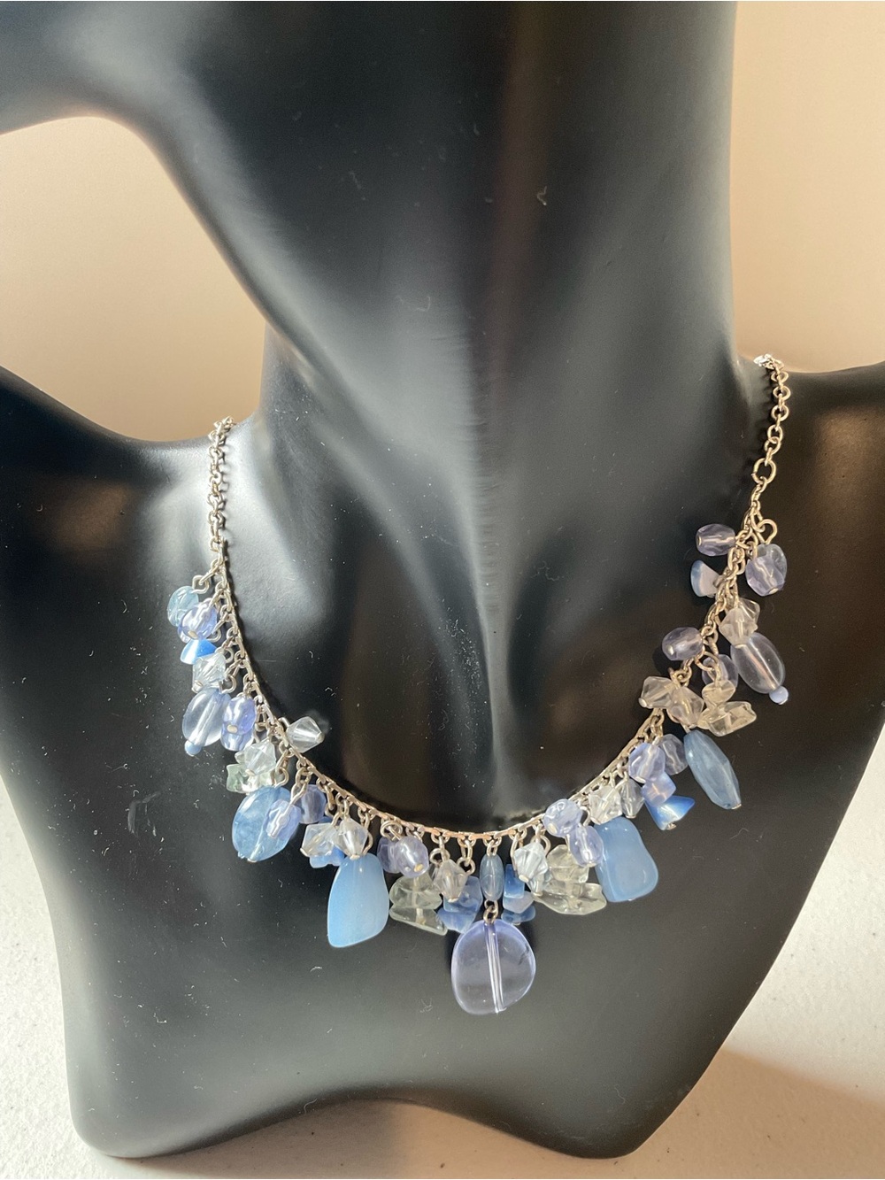 Lavender Blue Cluster Statement Necklace